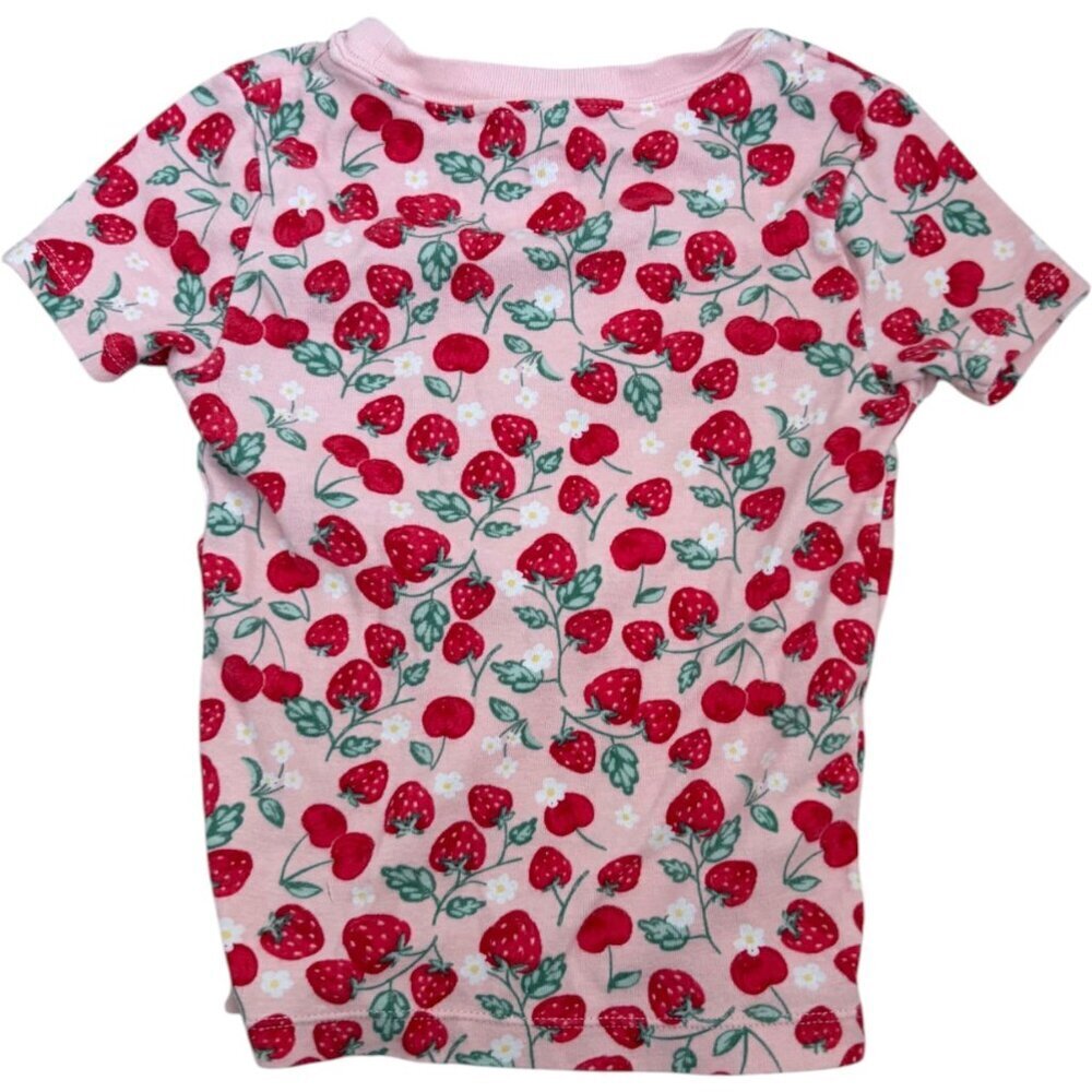 Pink Strawberry Print Pajama Set 100% Cotton 4T - Picture 3 of 4